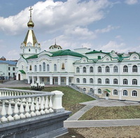 Хабаровск с высоты колокольни Спасо-Преображенского собора + духовная семинария